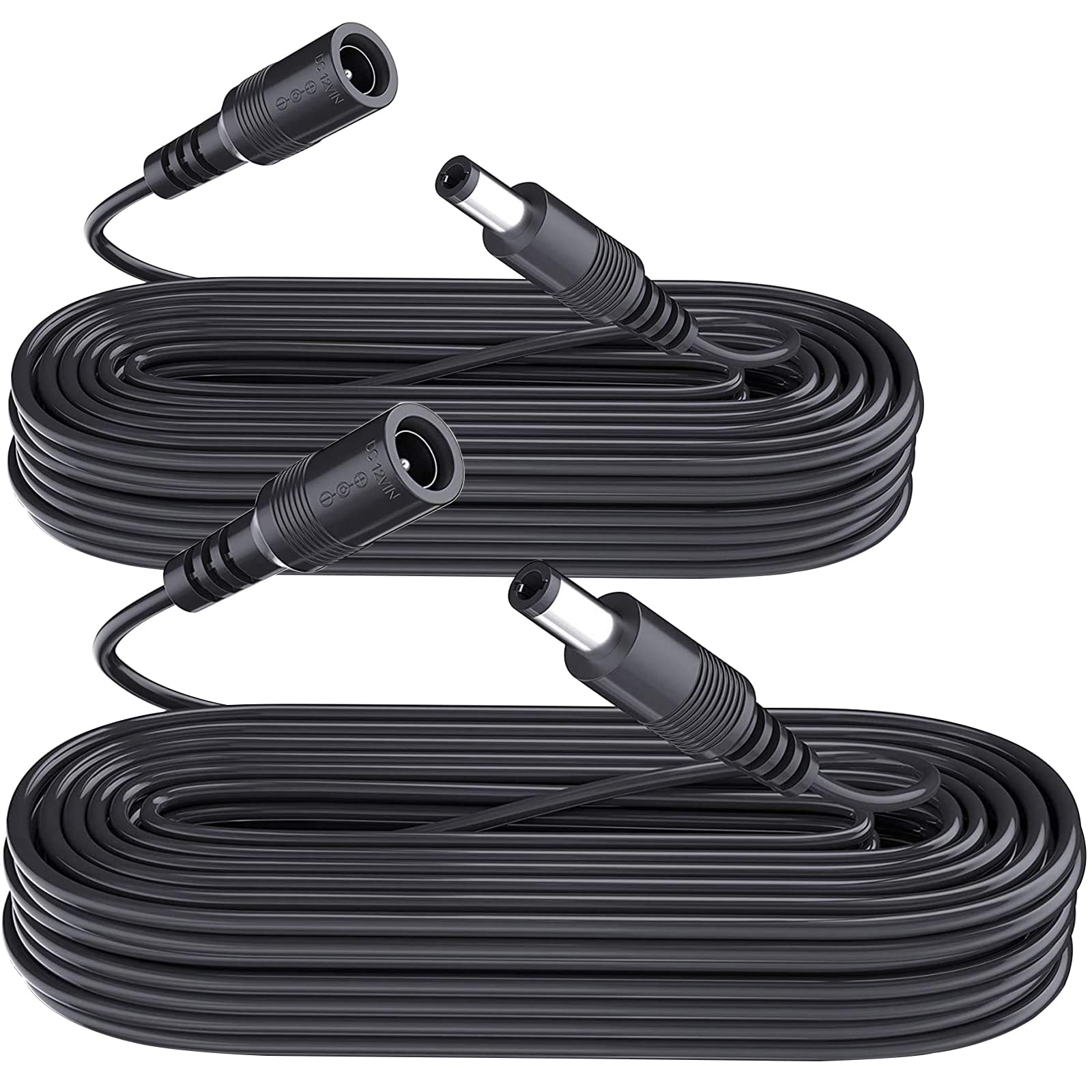 ANLINK 2 Pack 5M 16.4ft DC Power Extension Cable, Premium Pure Copper DC 12V Power Adapter Extension Cord 5.5mm x 2.1mm for CCTV Security Camera/Router/LED Strip Light/Printer/Monitor and More-Black