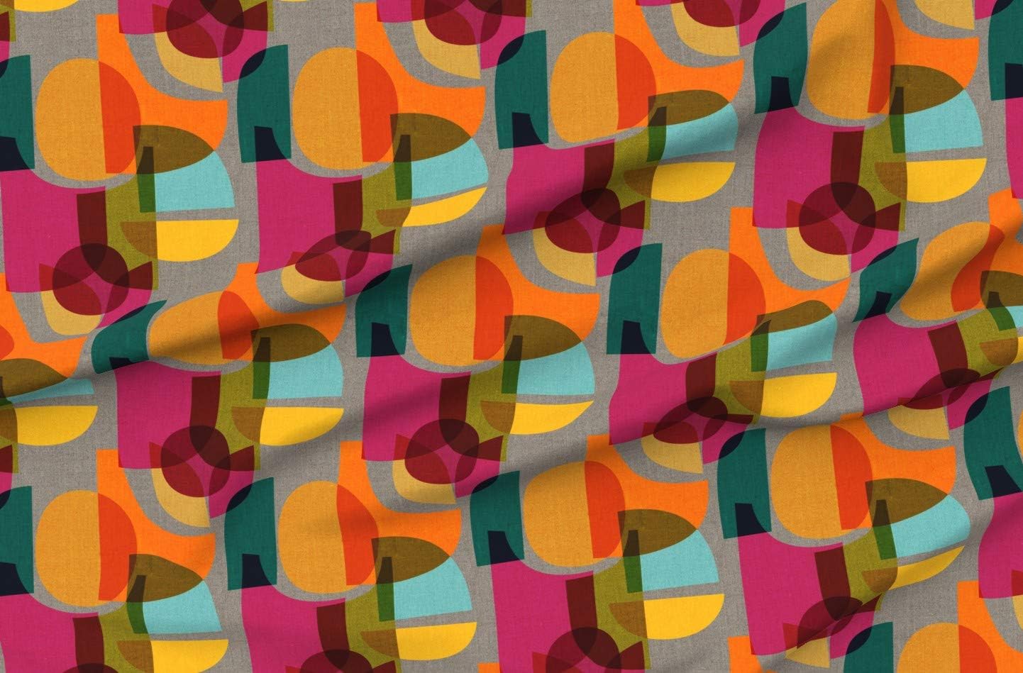 Spoonflower Fabric - Midcentury Modern Bright Geometric Retro Abstract Colorful Shapes Printed on Cotton Poplin Fabric by The Yard - Sewing Shirting Quilting Dresses Apparel Crafts