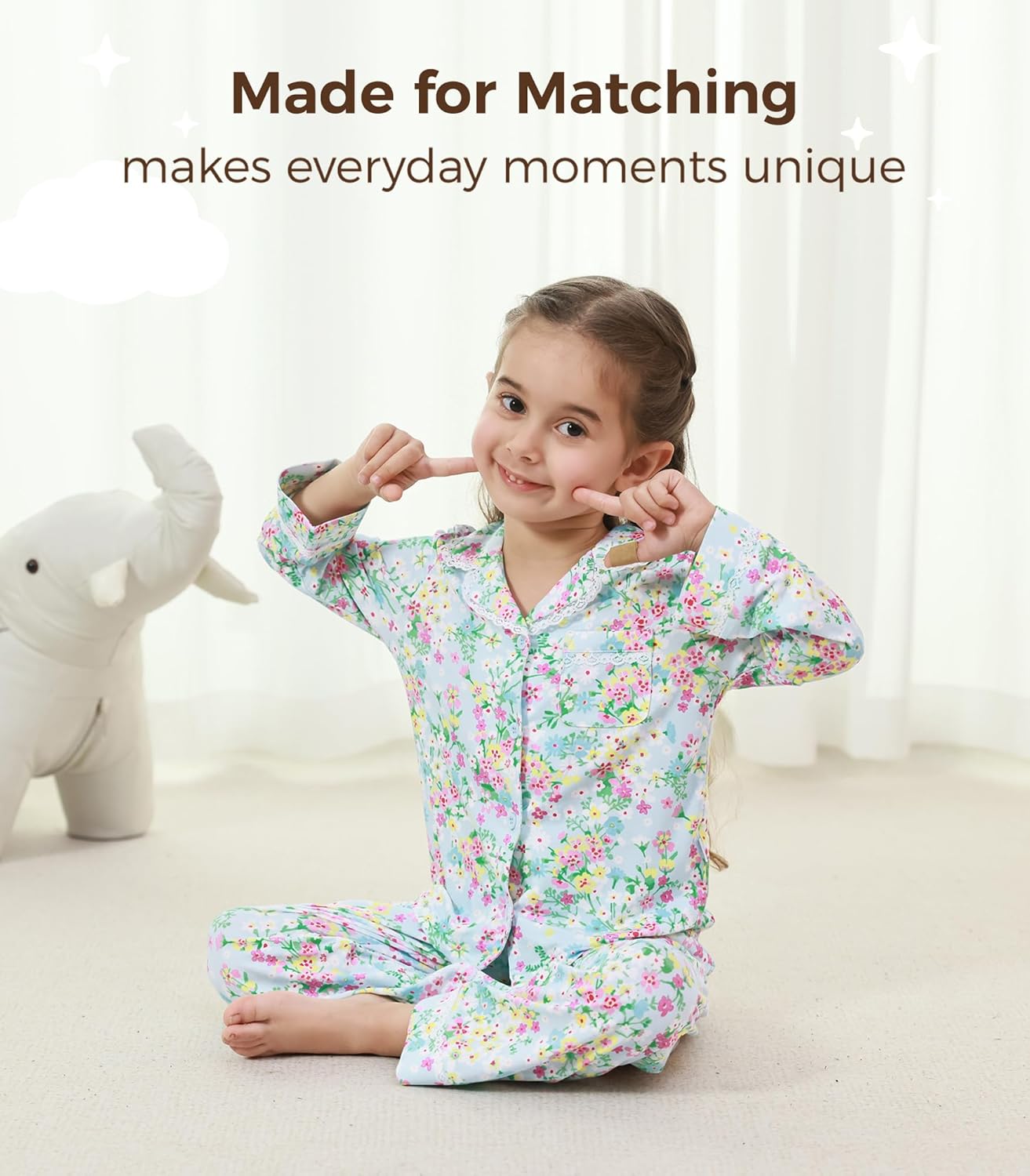 Toddler Girls Long Sleeve Button Down Sets Toddlers Viscose from Bamboo Outfits Set Cozy Night Clothes with Pockets - Image 3