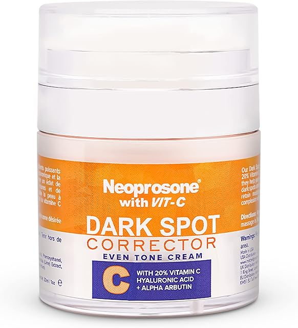 Neoprosone 20% Vitamin C Dark Spot Corrector Cream - 1 Fl oz / 30ml - Skin Brightening Gel Cream for Dark Spots, Hyperpigmentation, Sun Spot, with Hyaluronic Acid, Vitamin E
