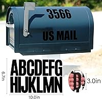 Vista 2 de Calcomanías de letras, 288 piezas, 18 hojas, vinilo autoadhesivo, impermeable, números de buzón, alfabeto para buzón, ventana, puerta, letrero, Negro