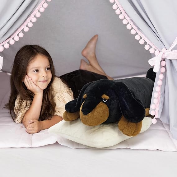 MorisMos 100cm/40in Dachshund Teddy Plush, Huggable Dog Teddy Stuffed Animal, Body Pillow for Cuddling on Bed or Sofa, Gift for Kids Girls Boys Adult Dog Lover, Birthday Decor