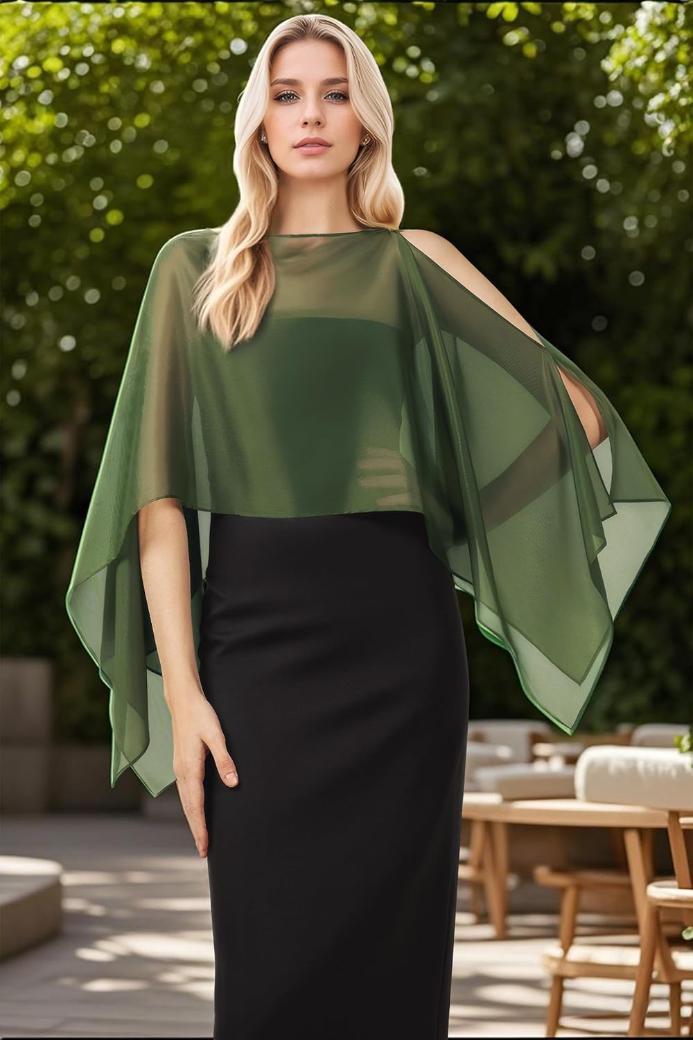 Coucoland Shawl Wraps for Women Sheer Chiffon Shawl Elegant Soft Wraps for Evening Dress Wedding Party - Image 4