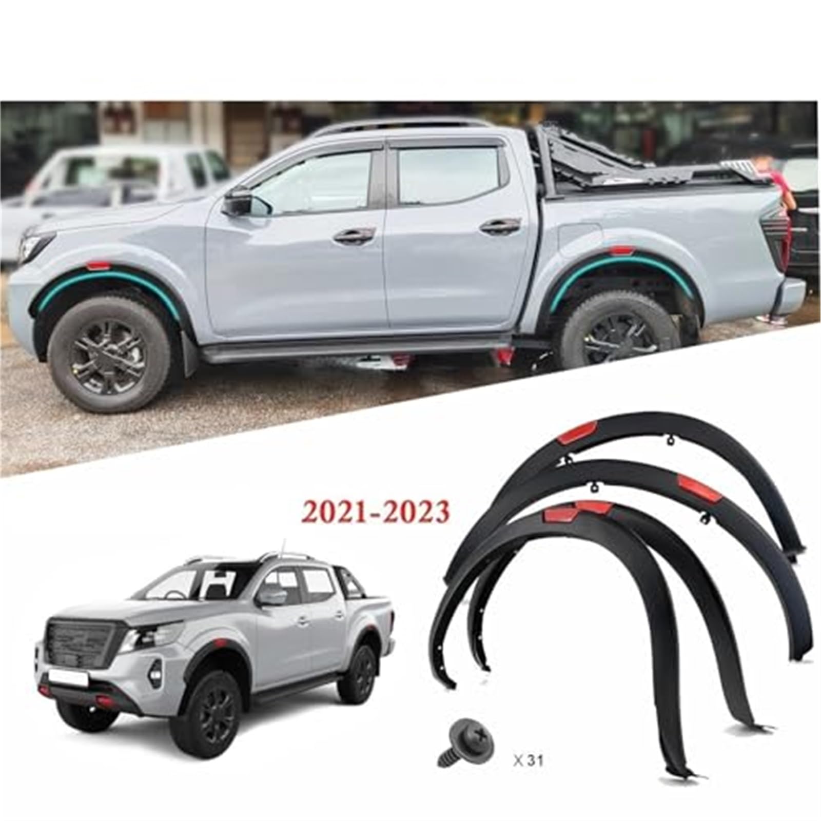 Dla NISSAN, Navara Frontier 2021 2022 2023 nadkola samochodu nadkola przedłużenia z czerwonym odblaskiem Listwa nadkola