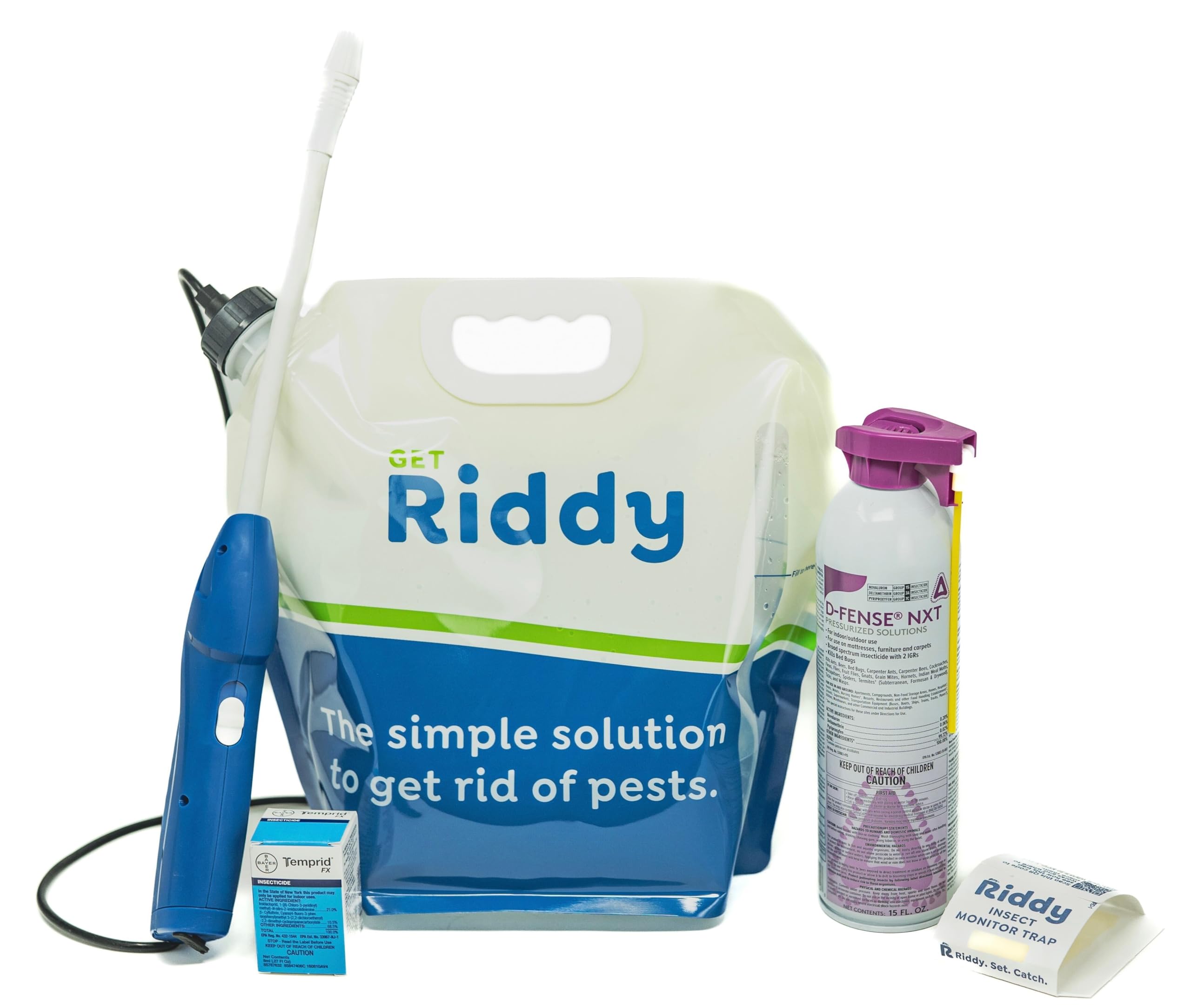 Riddy Pest Pro Kit, Effective Against 100+ Bugs, Includes Rechargeable Sprayer, Traps, Gloves & Tips Guide, Long-Lasting Barrier for Unwanted Pests Professional-Grade Treatment