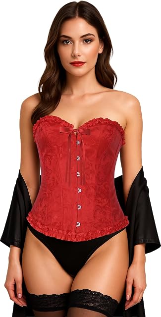 Foto 4 de 5 de FIESTAS GUIRCA - Corset Top de Disfraz Mujer - Rojo Jacquard - Talla M