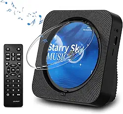 Leitor de CD portátil Bluetooth 5.1 Desktop CD Player com alto-falantes de som HiFi, controle remoto, capa contra poeira, display LED, rádio FM Boombox, USB/AUX para casa, crianças (preto)