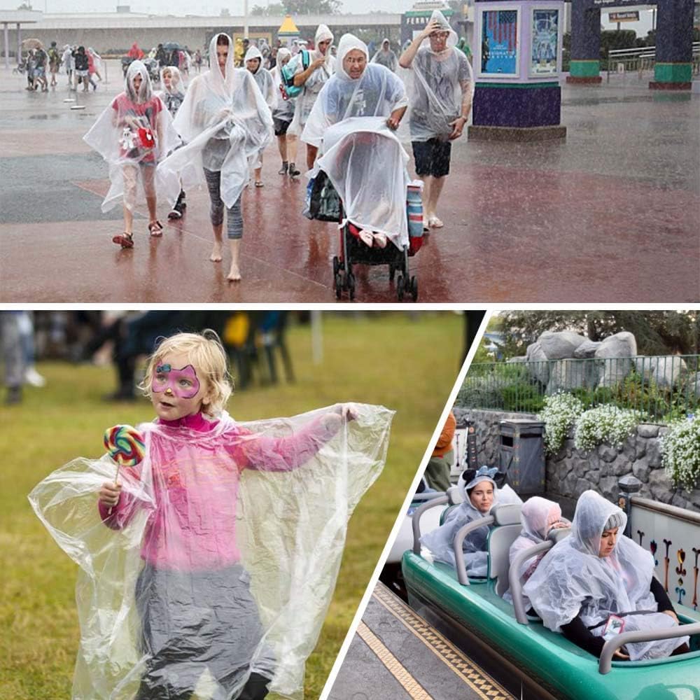 5 Stück Einweg Regenponcho Regencape, Transparent Regencape für Damen Herren, Regen Poncho mit Kapuze, Regenponcho Wasserdicht Geeignet für Camping Radfahren Wandern