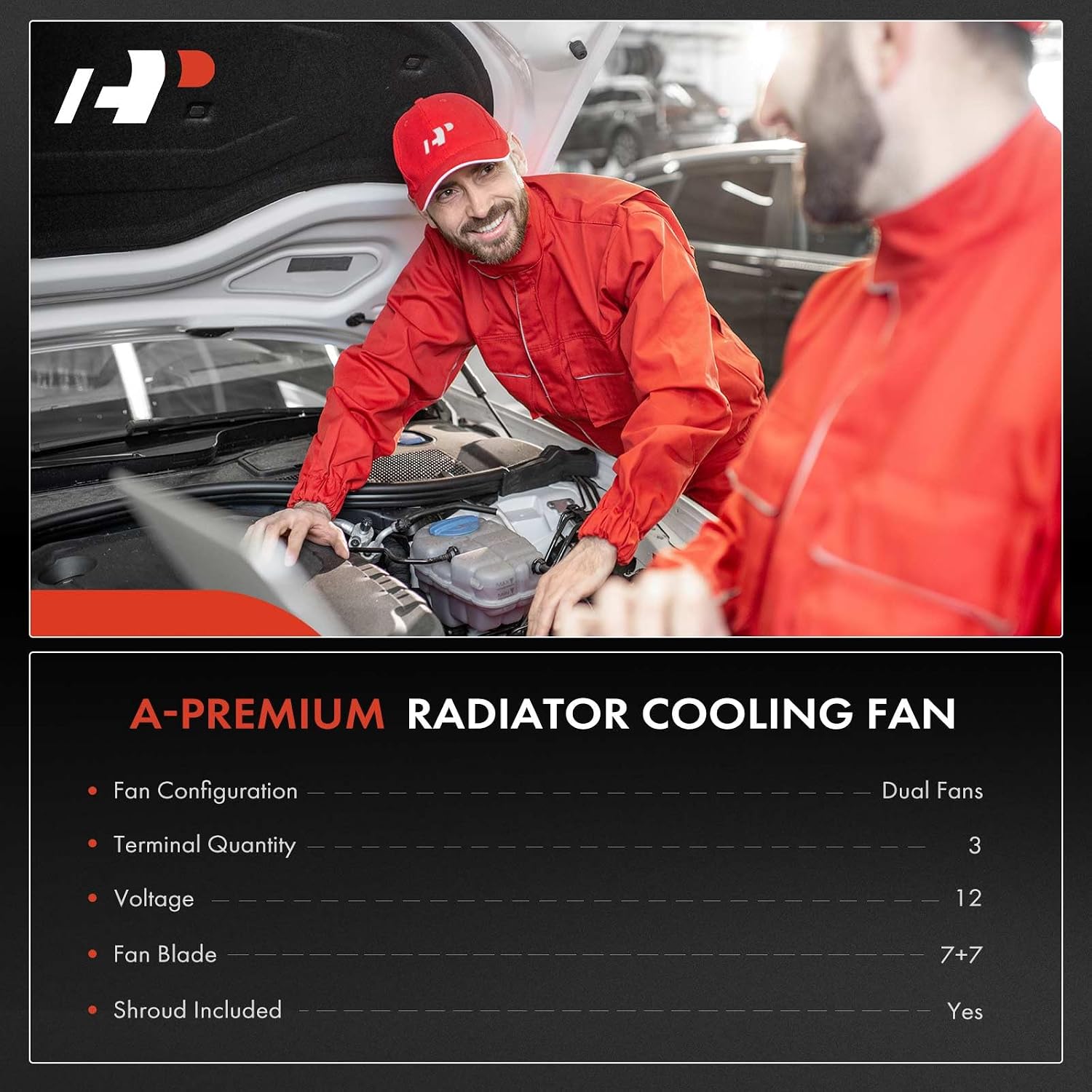 A-Premium Engine Radiator Cooling Fan Assembly Compatible with Select Mazda Models - Tribute 2008 2009 2010 2011, 2.3L 2.5L - Replace# ZZC315025