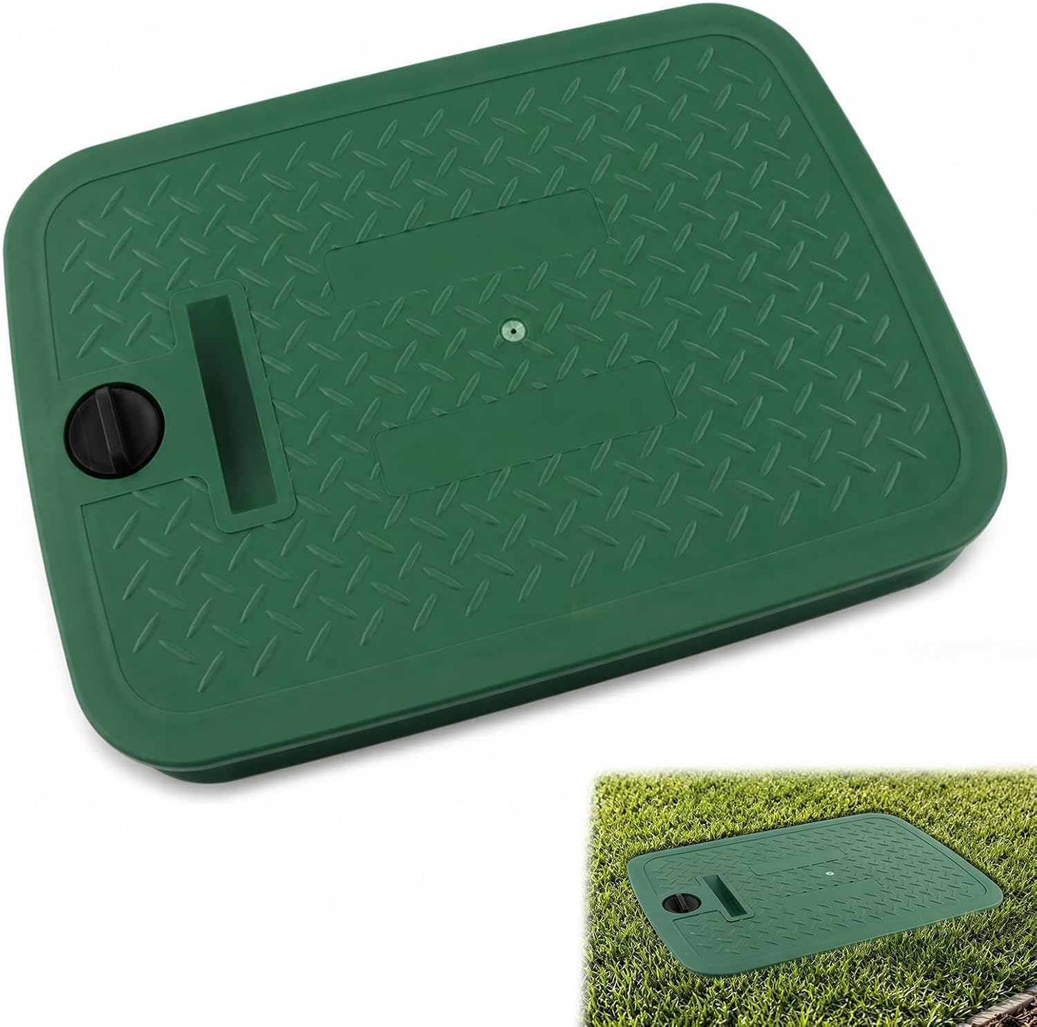 12" x 17" Irrigation Valve Box Cover, Rectangular Sprinkler Lid with Plug