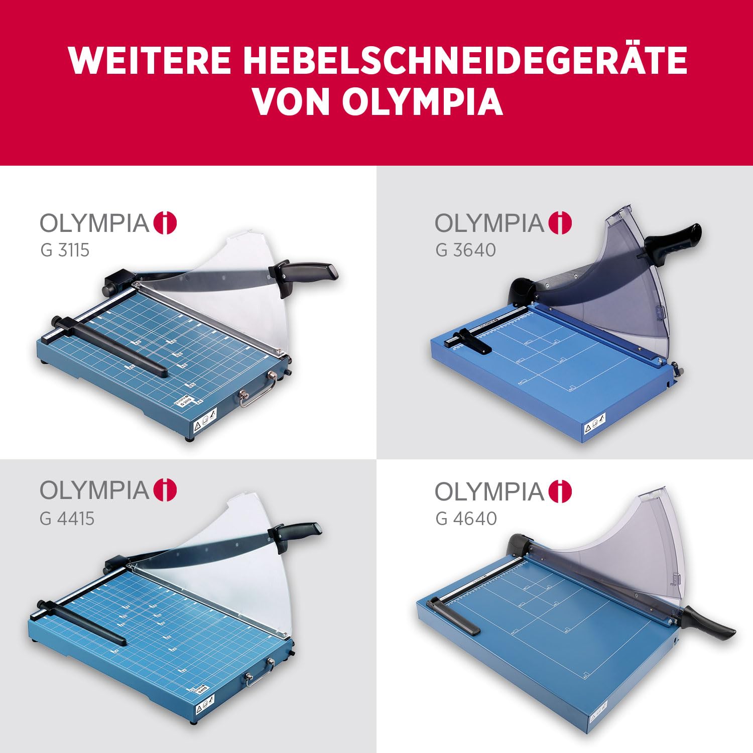 Olympia G 4420 Profi Hebelschneider | Papierschneidemaschine DIN A3 | 448mm Arbeitsbreite | Papierschneider A3 | sichere Schneidemaschine | bis zu 20 Blatt | Fingerschutz & arretierbarer Hebel | blau