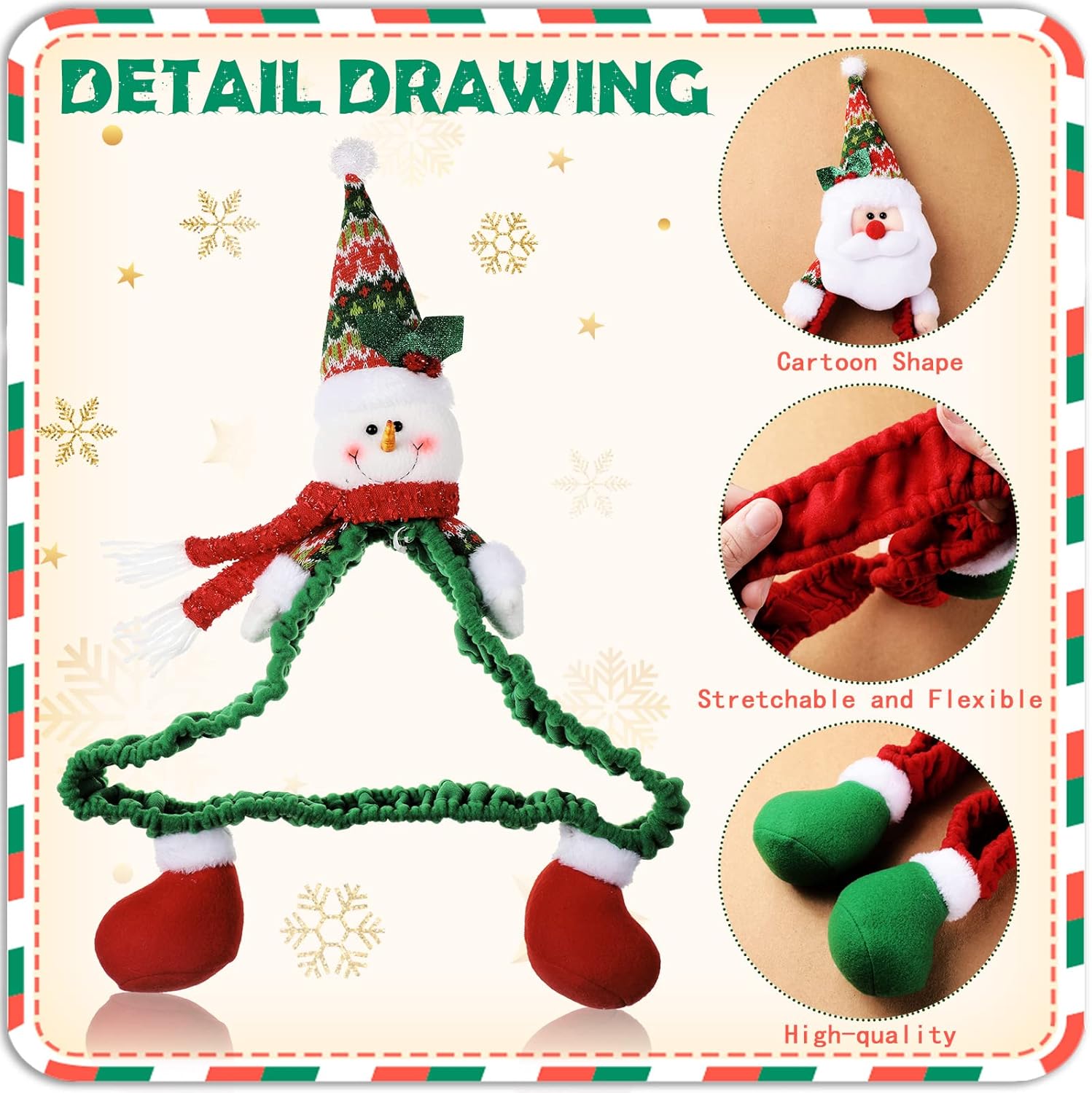 Funtery 2 Pcs Christmas Computer Monitor Border Cover Snowman Santa Christmas Computer Cover Screen Elastic Decorations for Home Office Laptop