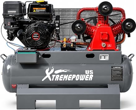 XtremepowerUS 13.0HP Air Compressor Tank 30 Gallon Gas-Powered Service Truck Horizontal Compressor Tank for Workshop, Construction Sites, Machinery
