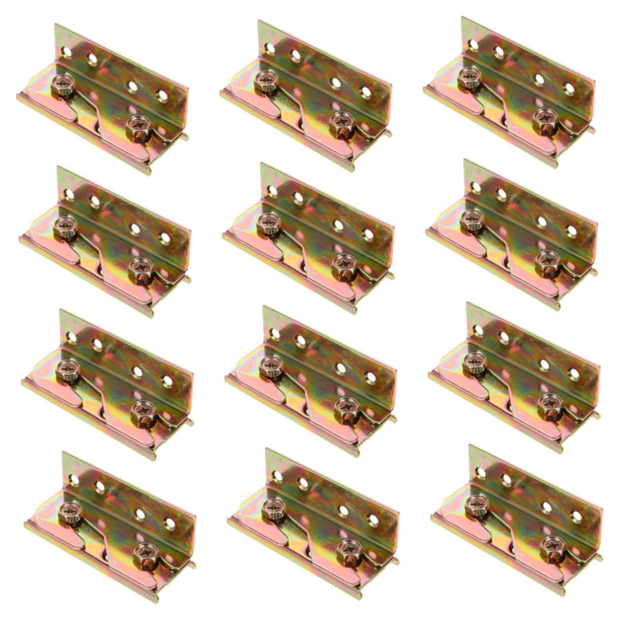 Didiseaon Fissaggi per Sponde Letto 12 Pezzi in Ferro Oro con Viti | Foro di Montaggio 5mm, Compatibilità Versatile per Telaio e Mobili, Uso Heavy Duty