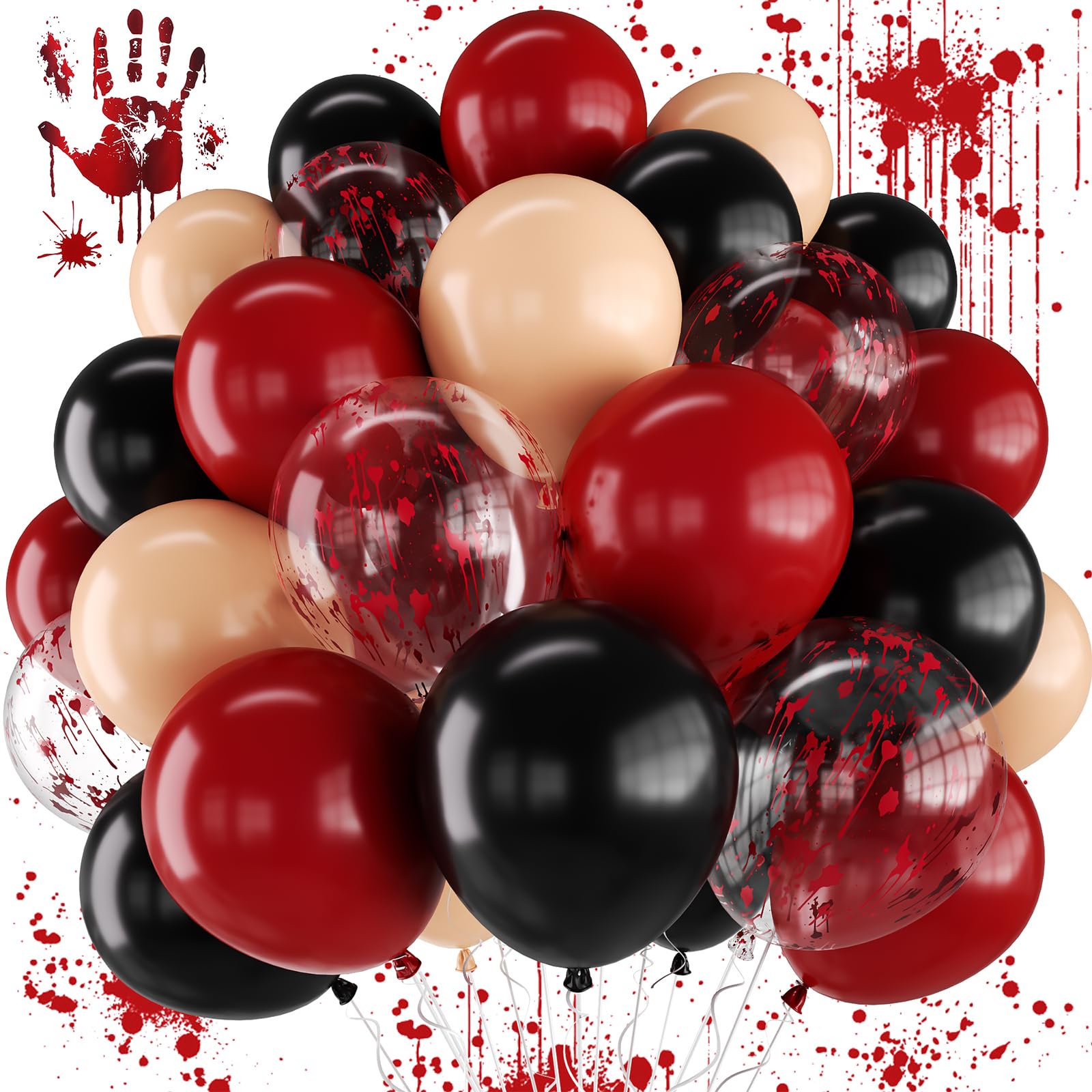 12 Inch Black Red Apricot Bloody Halloween Balloons Scary Party Decoration