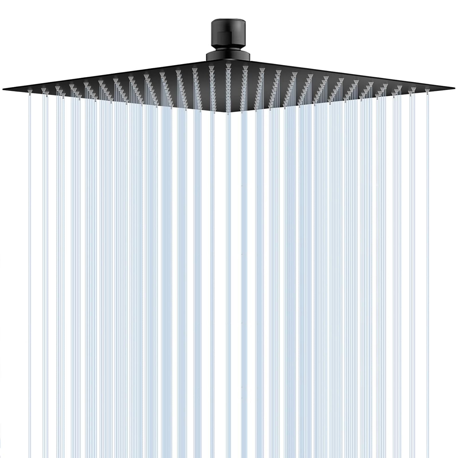 Rainfall Shower Heads with Self-Cleaning Silicone Fixed Rain Shower Head 10 Inch, Square Powerful High Pressure Overhead Shower Head Chrome