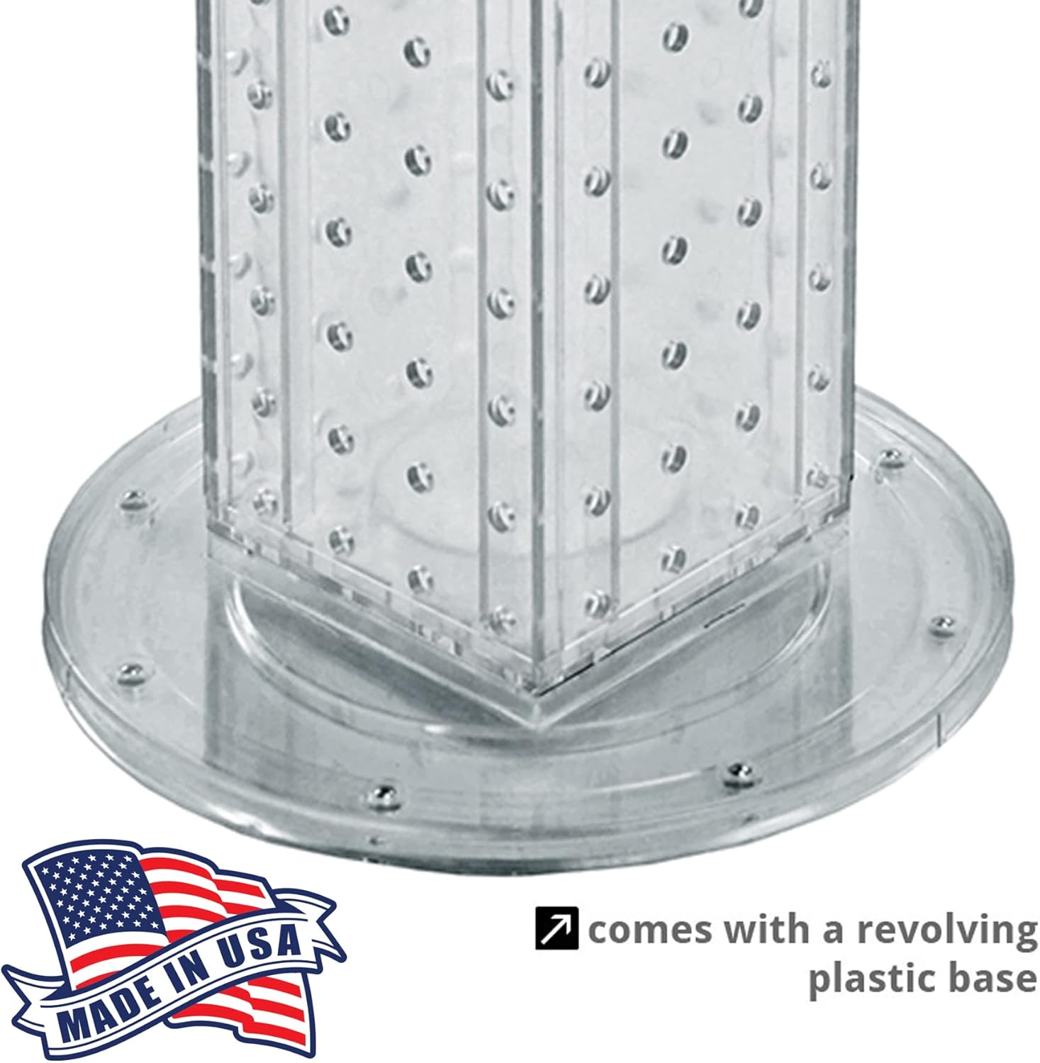 Azar Displays 700220-CLR-2C16 Four-Sided 4”W x 12” Revolving Pegboard Tower Kit Counter Display with 16-Pack of 2 inch Locking Hooks, Clear : Everything Else