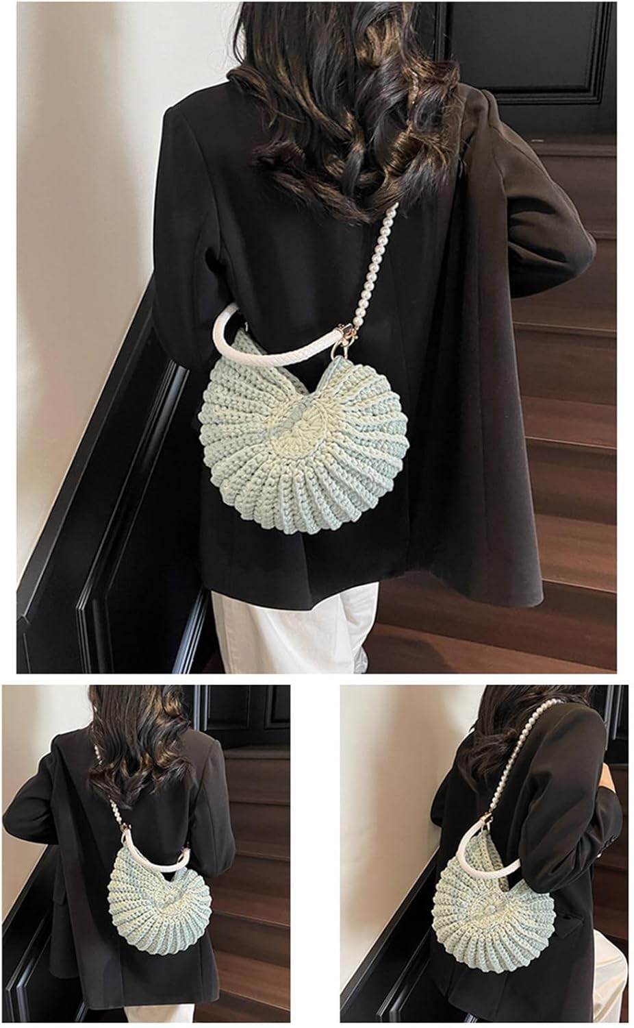 Women Shoulder Bag Stylish Crossbody Bag Handwoven Handbag Top Handle Bag Conch Messengers Bag Seashells Bag