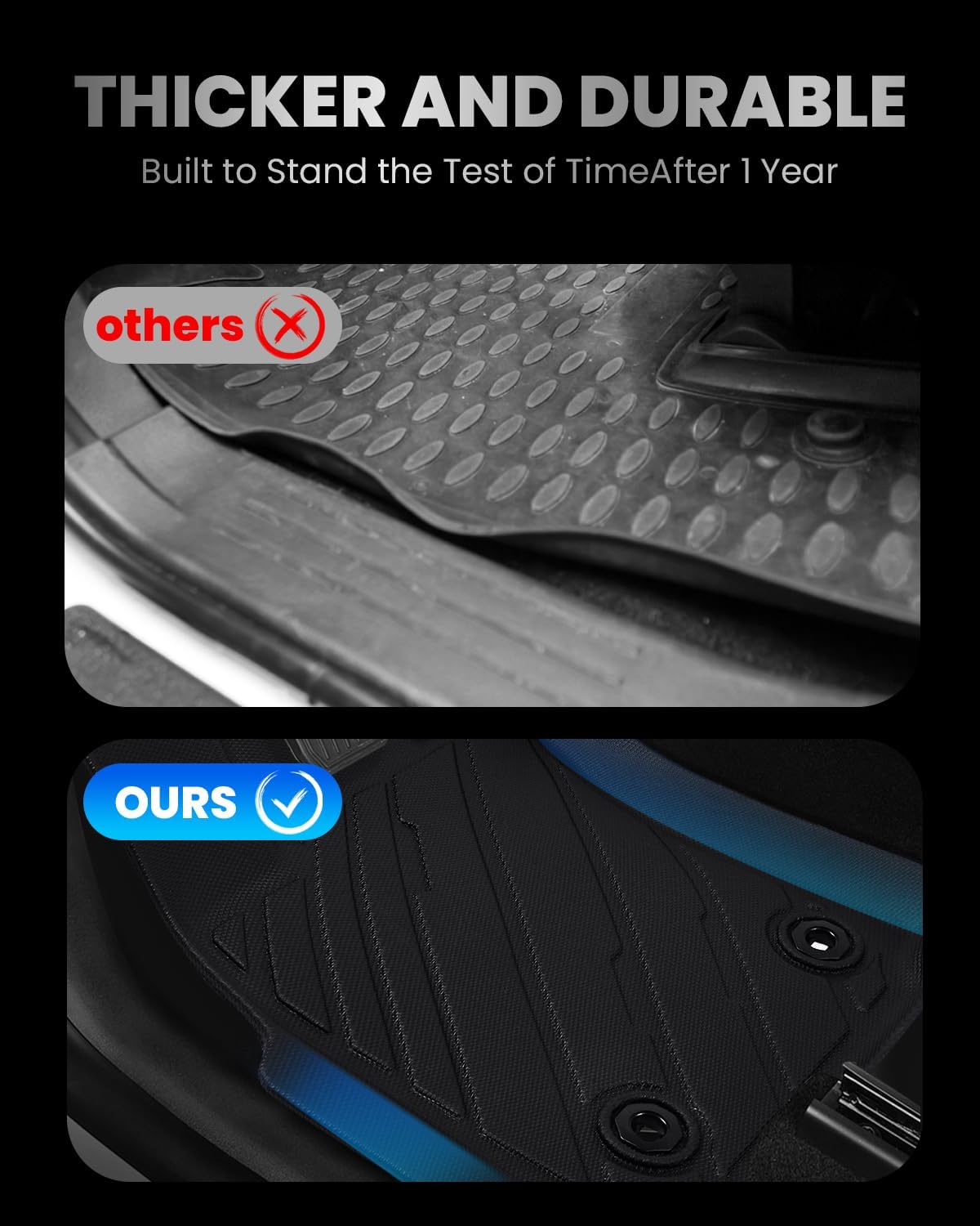 Floor Mats for Toyota Tacoma 2026 2025 2024 Double Cab Auto Trans (Not fit Hybrid) All Weather Rubber Floor Liners for Tacoma TRD/SR/SR5/limited Accessories Car Mats Easy Clean, Odorless Anti-Slip