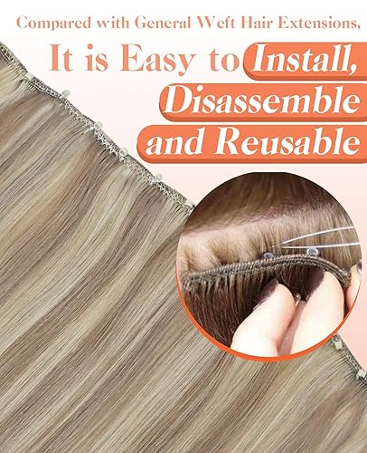 Miniatura 5 de Sunny Hair Extensiones de cabello humano con micro trama, extensiones de cabello humano rubio con micro tramas, extensiones de cabello real rubio