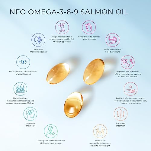 Miniatura 5 de NFO Aceite de salmón Omega 3 6 9 120 cápsulas Hecho en Noruega Aceite de salmón de dosis altas con alta concentración de DPA, EPA, DHA en forma de
