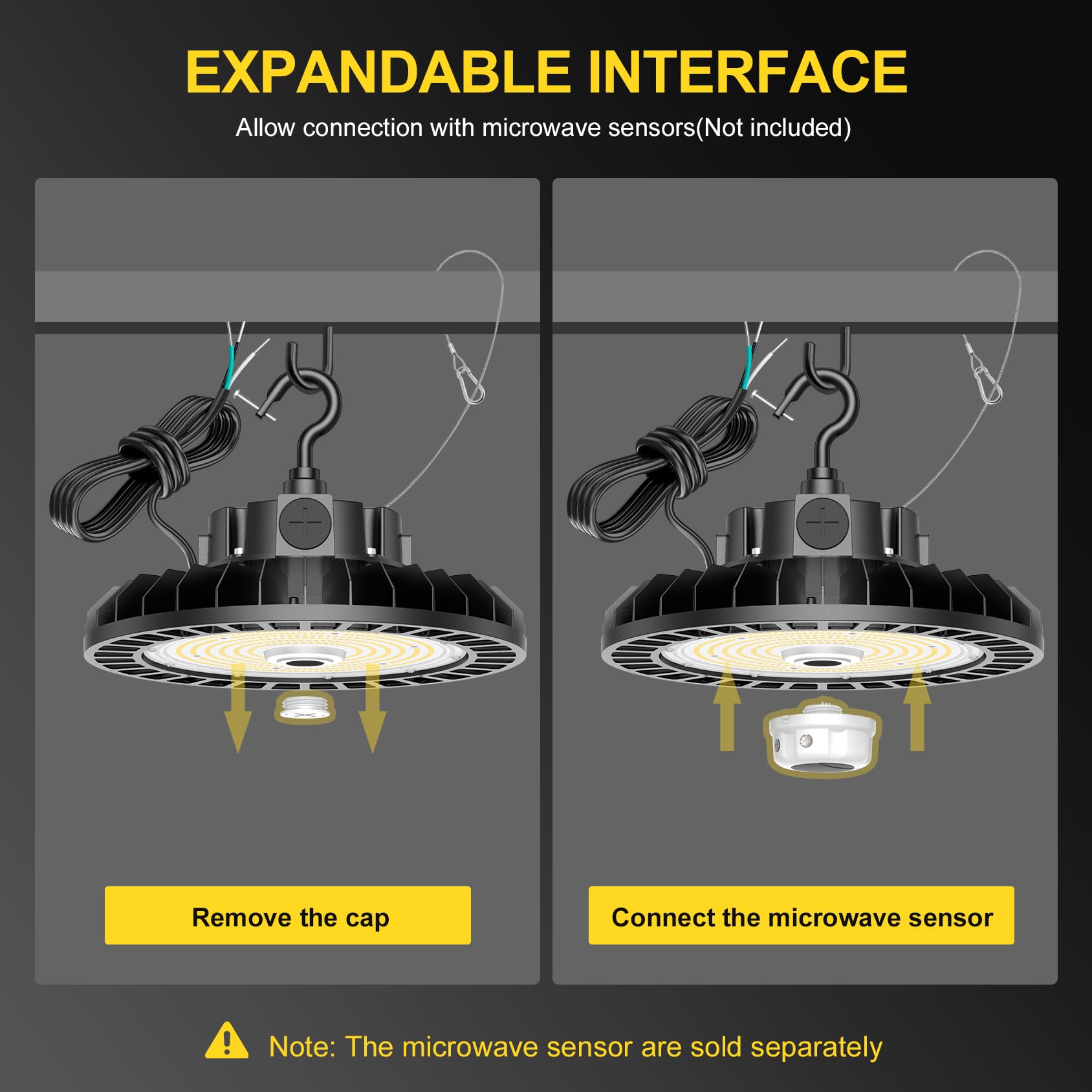 9Pack 480V UFO LED High Bay Light 240W 200W 150W Adjustable 36000Lm 5000K High Bay Led Shop Lights — view 5