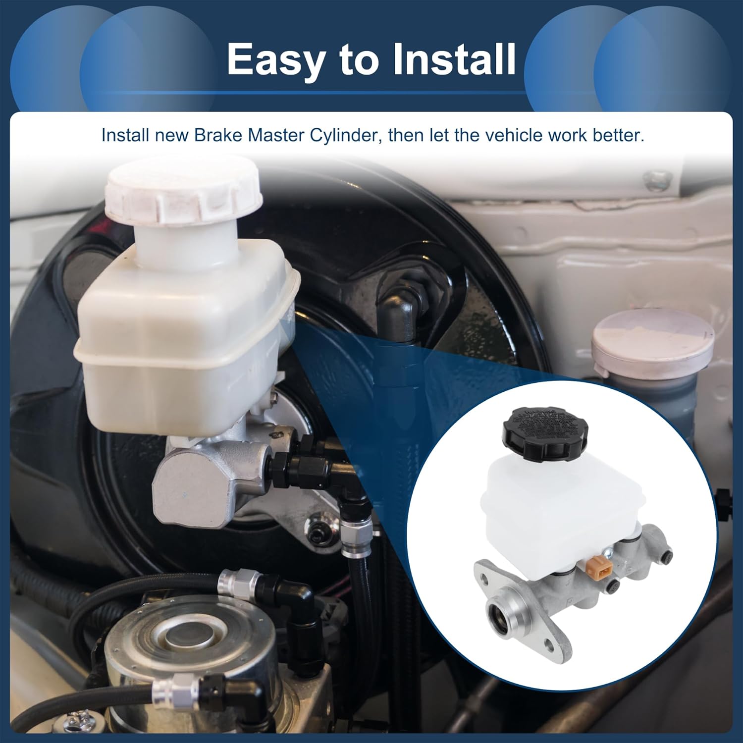 Brake Master Cylinder Reservoir No.585102D000 for Hyundai Elantra 2001-2003 Hydraulic Master Cylinder Silver Tone White Aluminum Alloy Plastic 1 Pc
