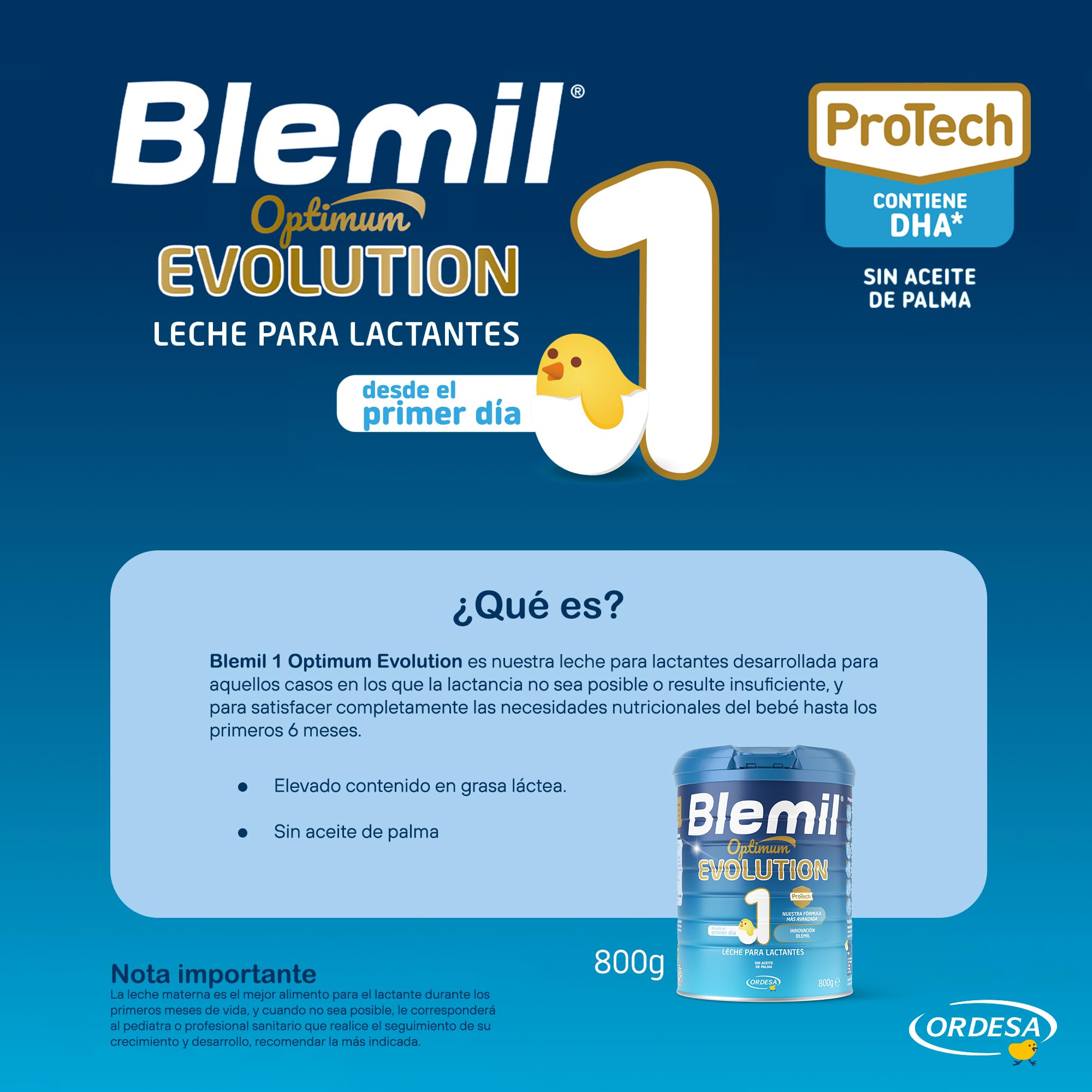 Blemil 1 Optimum Evolution 800g Leche de Inicio en polvo para Bebé