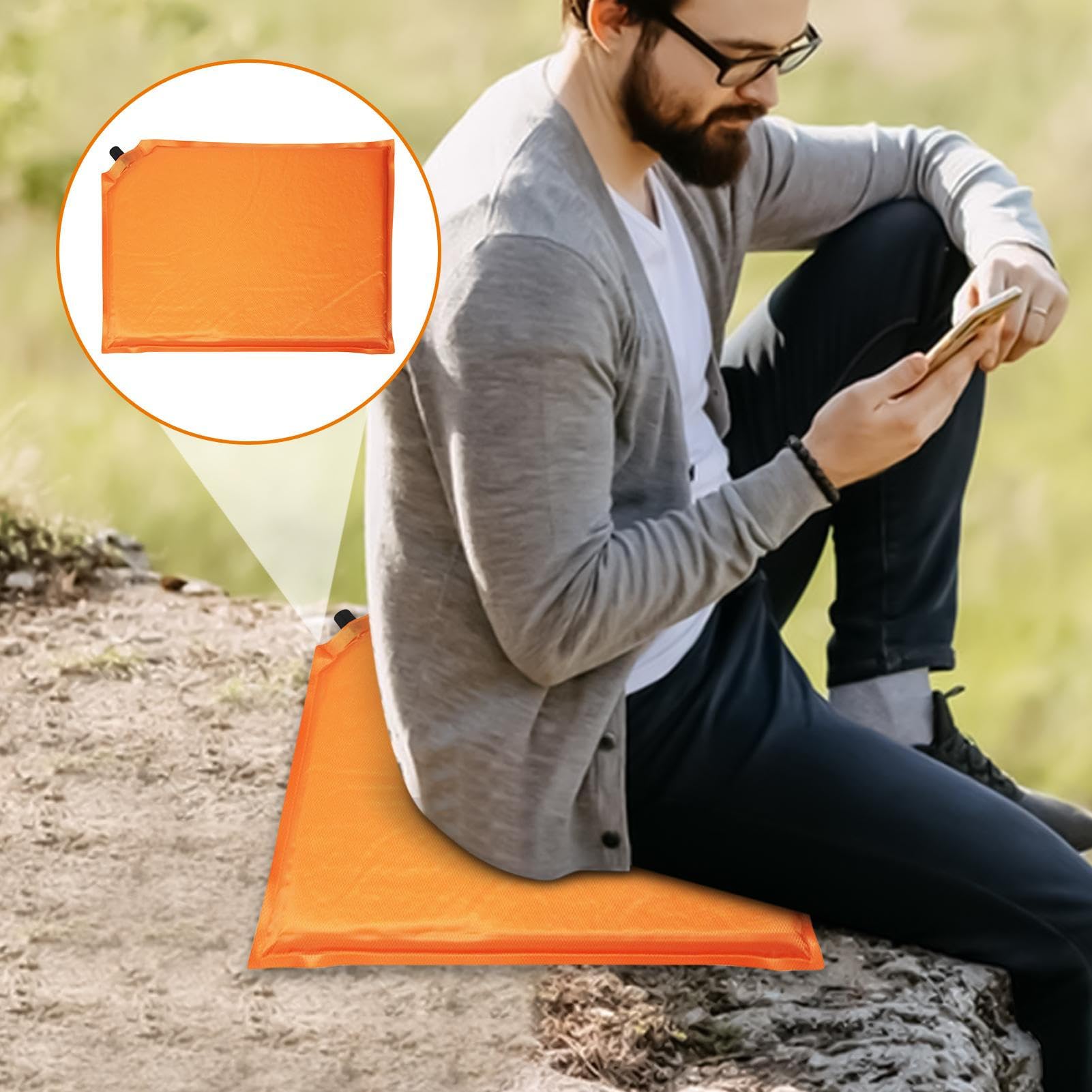Inflatable Cushion Seat- 140g Lightweight Travel Seat Cushion for Camping | Waterproof Outdoor Seat Cushions | Non-Slip Inflatable Pad for Airplane Travel Camping Hiking Mountain Climbing Home