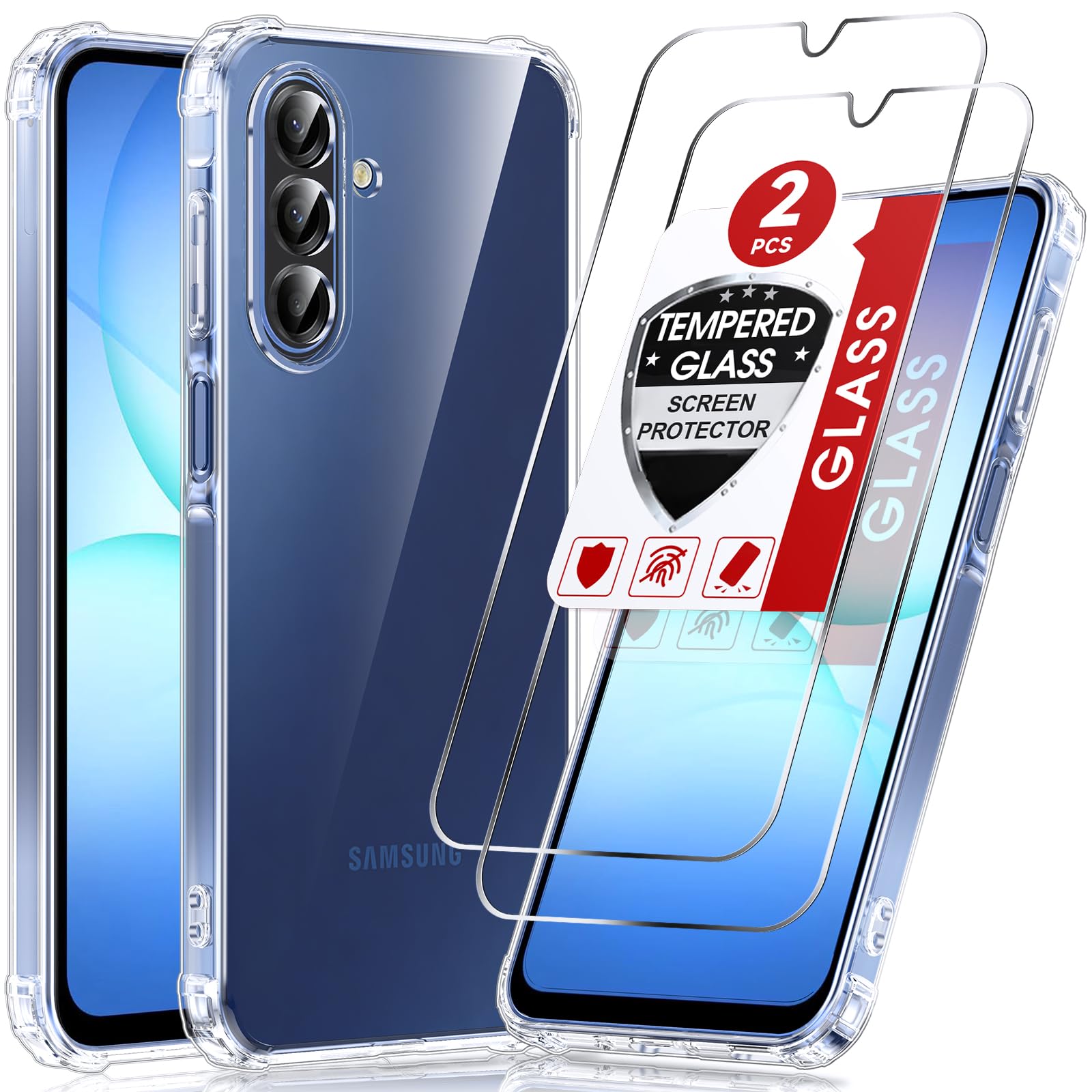 LeYi Cover per Samsung A17 5G/A18 con 2 Vetro Temperato(Trasparente) | Protezione Fotocamera Custodia Silicone Soft TPU Bumper Originale Slim Antiurto Case per Telefono Samsung Galaxy A17/A18