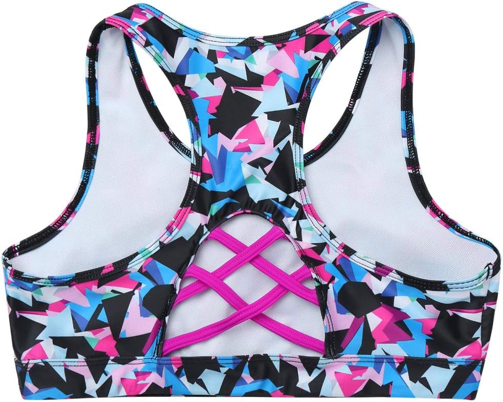 Kaerm Kid Girls Criss Cross Sport Training Bra Top Racerback Gymnastic Athletic Performance Crop Top