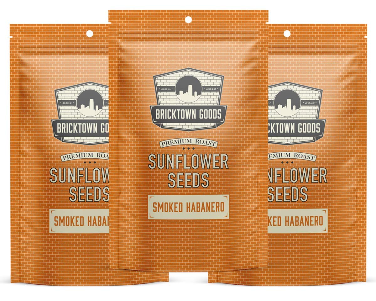 Bricktown Goods Smoked Habanero Flavored Sunflower Seeds - 3 Pack - Boldly Seasoned and Roasted In-Shell Sunflower Seeds - 24 oz Total