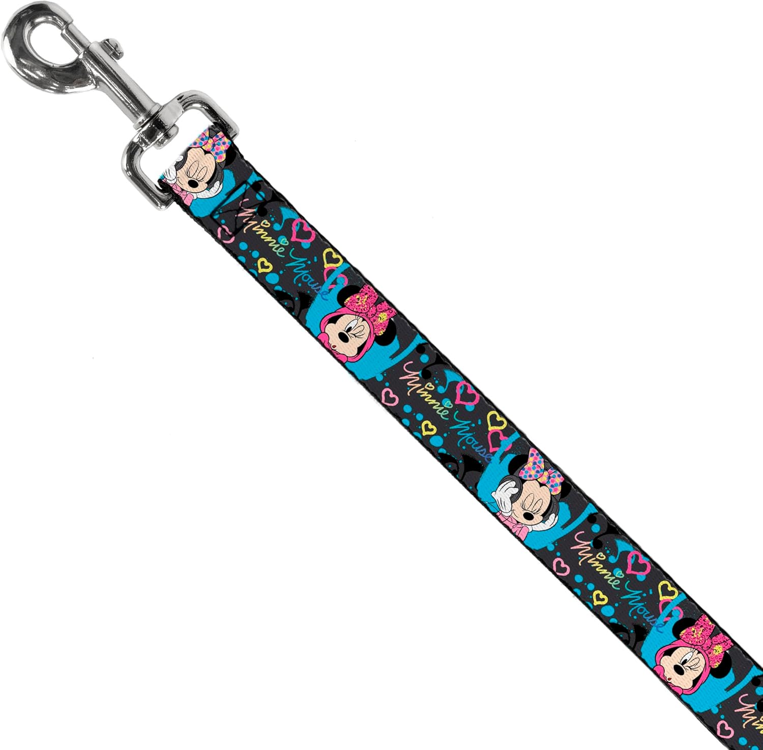 Buckle-Down Pet Leash - Minnie Mouse Hoody & Headphone Poses Gray/Multi Color - 6 Feet Long - 1.5" Wide