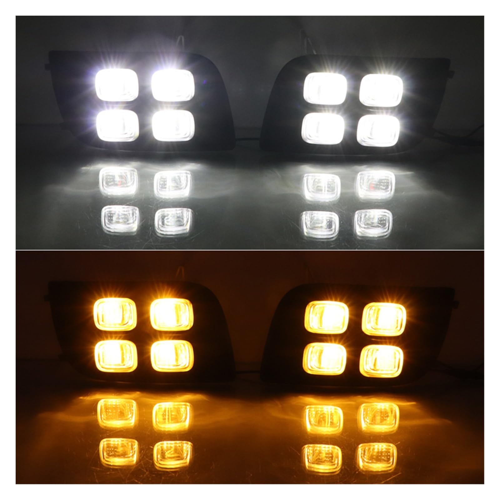 Luci Antinebbia Anteriori Luci Diurne A LED DRL Per Auto 12V Per Sequoia 2007-2014 2015 2016 2017 Indicatori Di Direzione Gialli Luce Di Marcia Diurna 12v Fendinebbia Automatico