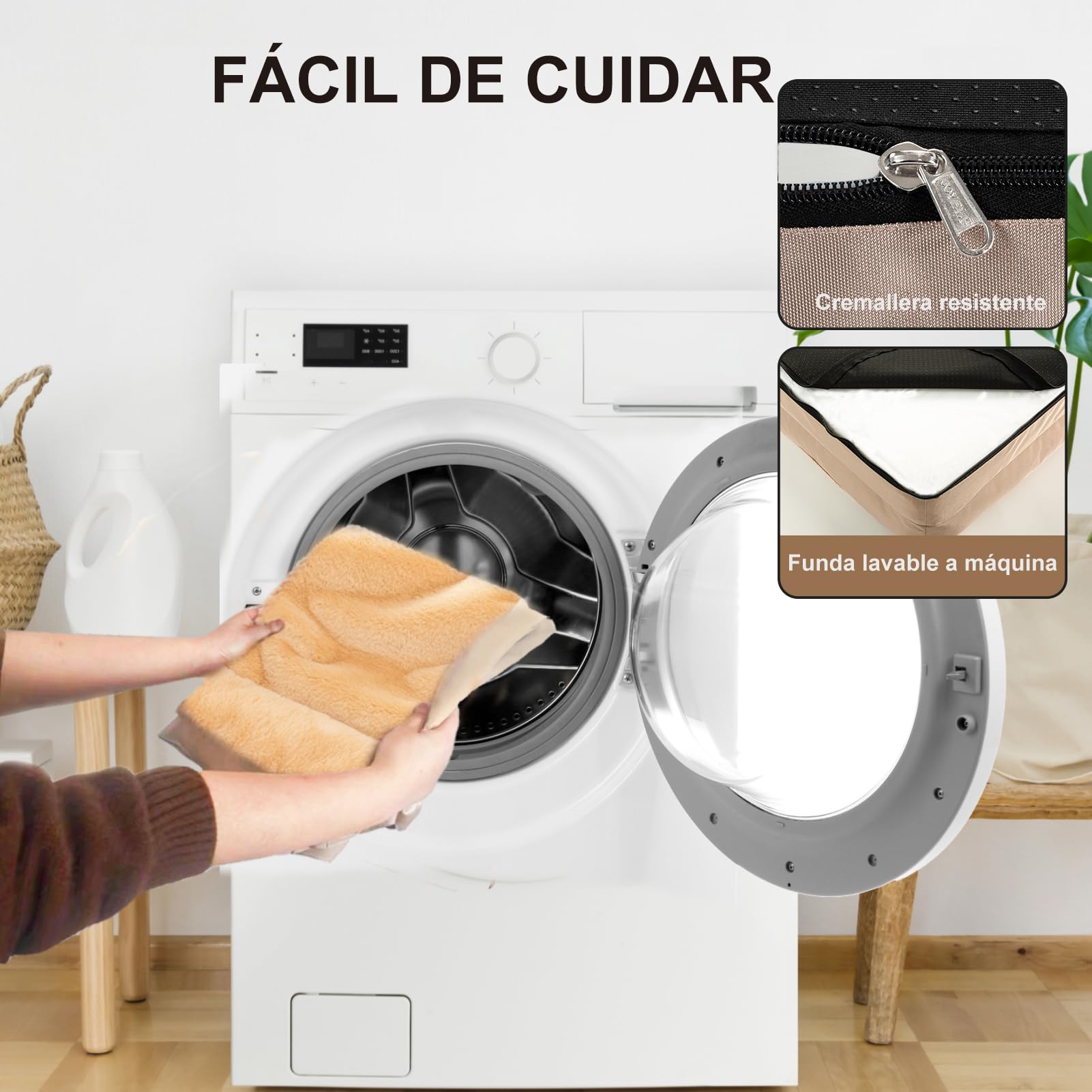 JOYELF Cama Ortopédica para Perros Grandes, Sofá de Espuma, Impermeable con Funda Lavable y Base Antideslizante - Kaki