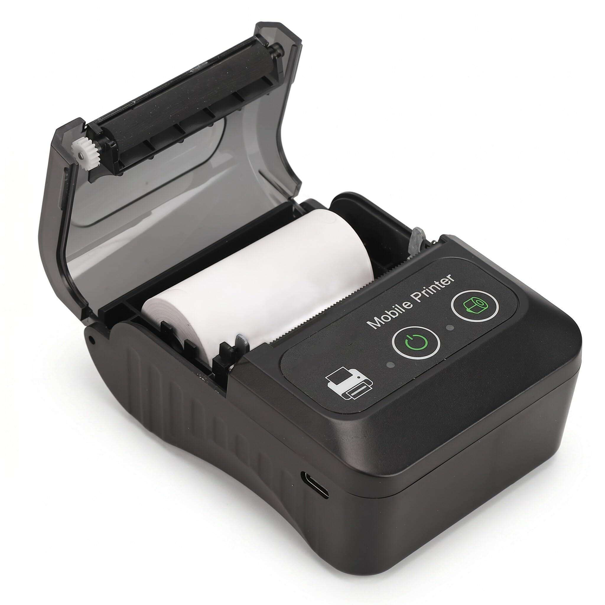 Bezprzewodowa Termiczna Drukarka Etykiet Bluetooth, Termiczna Drukarka do Papieru o Szerokości 58 Mm, Drukarka Etykiet Wysyłkowych z Drukowaniem od 50 do 80 Mm/S, Wielojęzyczna, 2 Przyciski, dla OS