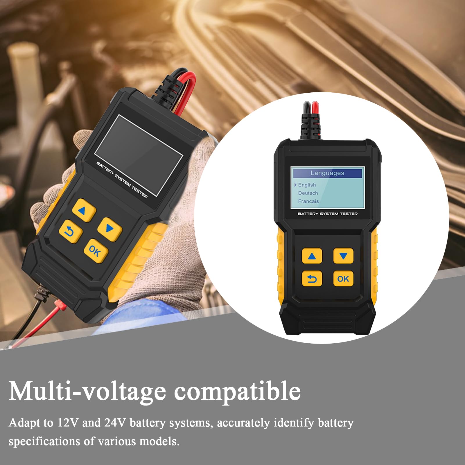 Tester Batteria Auto Tester Per Batterie Marine | Analizzatore Intelligente Compatto per Circuiti Elettrici Alternatori Barche Camper Rimorchi ATV Moto