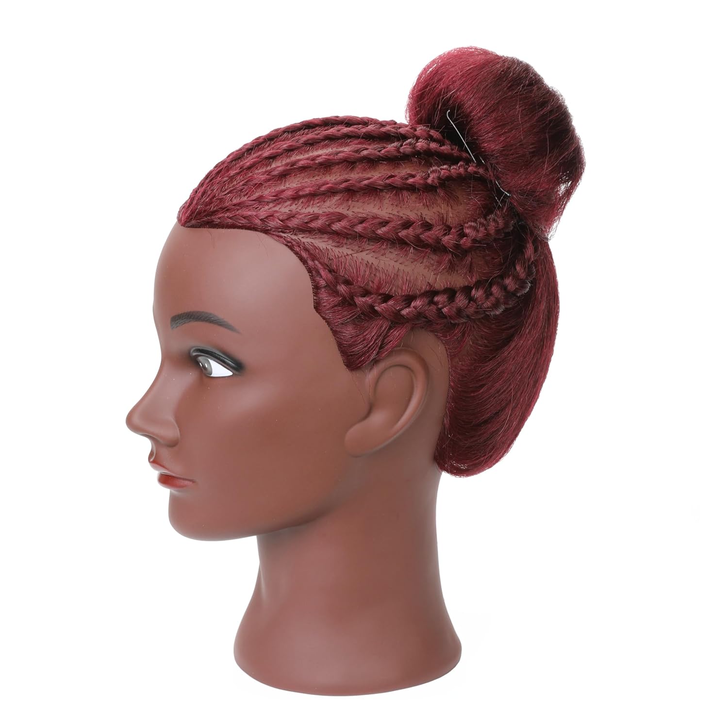 FUTAI African American Mannequin Head 100% Real Human Hair Manikin Doll Style Head for Practice Braiding Styling Cosmetology Training with Stand