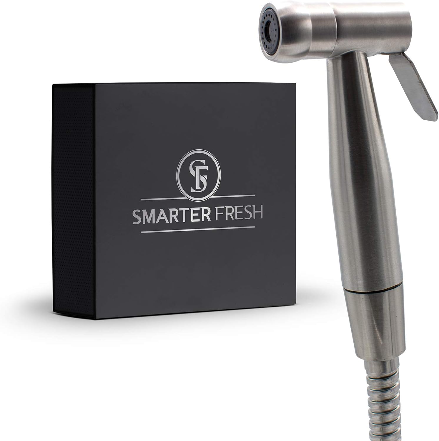 SmarterFresh SF-B80H Held, Premium Brass Diaper Shattaf-Complete Set Shower, Hand Bidet Toilet Attachment Sprayer, Silver - - 