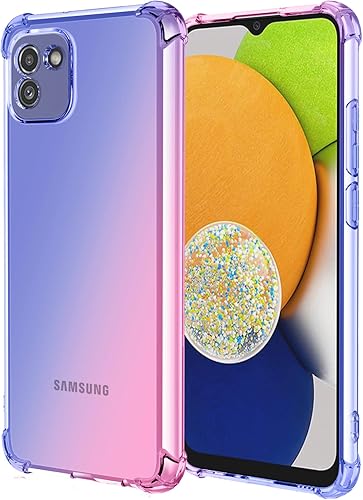 OEURVQO Funda transparente para Galaxy A03 Samsung A03 SM-A032F, transparente, lindo, degradado, colorido, delgado, suave, TPU, a prueba de golpes,