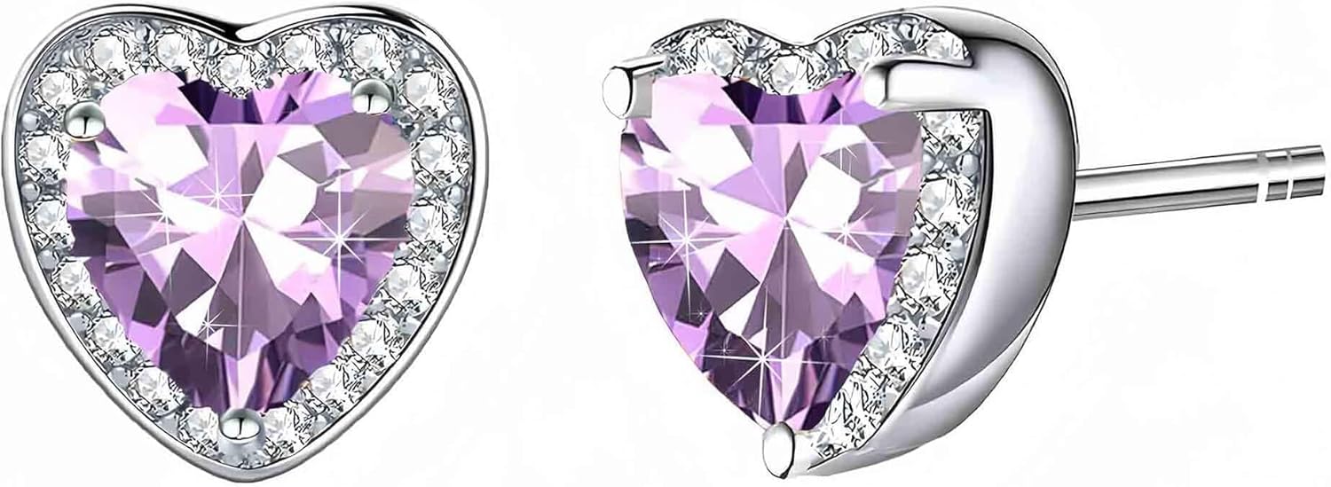 Austrian Crystal Halo Heart Stud Earrings for Women Fashion 925 Sterling Silver Hypoallergenic Jewelry