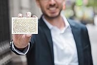 Vista 4 de Tarjetas de visita personalizadas de alta calidad de 3.5 x 2 pulgadas, 100 tarjetas, diseño personalizable con textura tejida y patrón de cheques