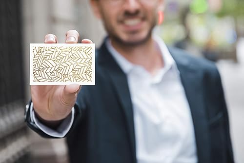 Miniatura 4 de Tarjetas de visita personalizadas de alta calidad de 3.5 x 2 pulgadas, 100 tarjetas, diseño personalizable con textura tejida y patrón de cheques