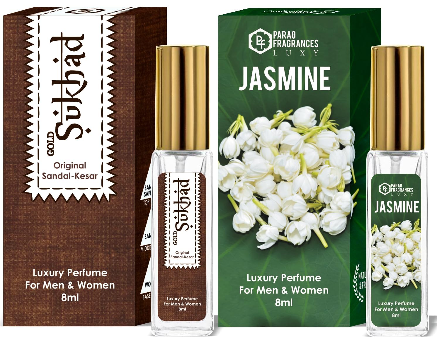 Parag Fragrances Combo Pack of Long Lasting Perfume 8ml x 3 pc Total 24ml Perfume Spray For Men and Women (Mysore Sandal/Jasmine/Ruh Gulab)