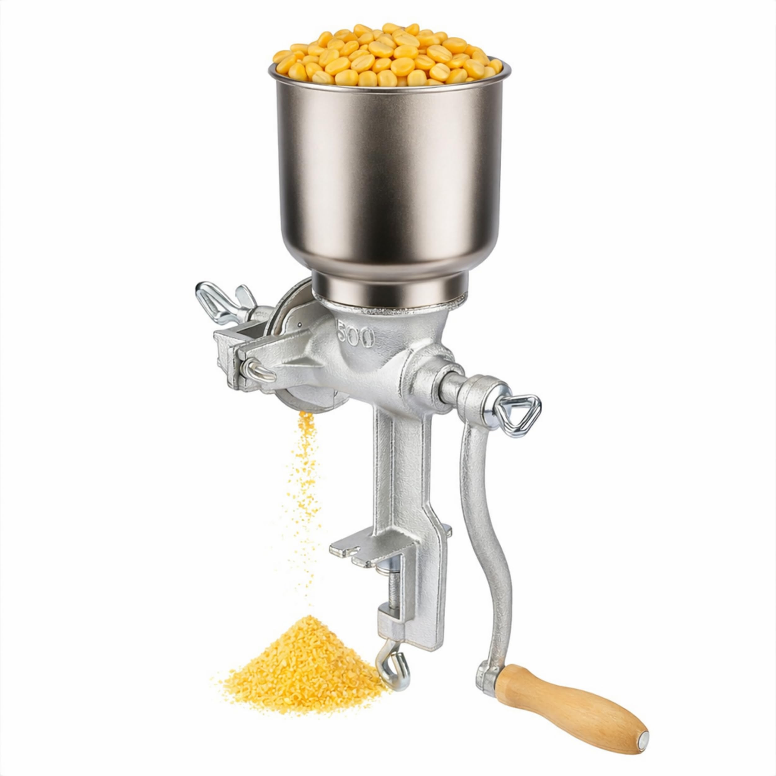 Hand Operated Corn Grain Mill Grinder Useful Kitchen Tool with Big Hopper Adjustable for Corn Coffee Food Wheat Oats Nut Herbs Spices Seeds Grinder Great for Restaurants Commercial Kitchens Bakery