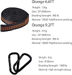 Straps d'hamac combiné avec deux longues Straps de hamac lourd Triple pointu Polyester non-stretch Straps pour arbre de hammock tient jusqu'à 900Lbs