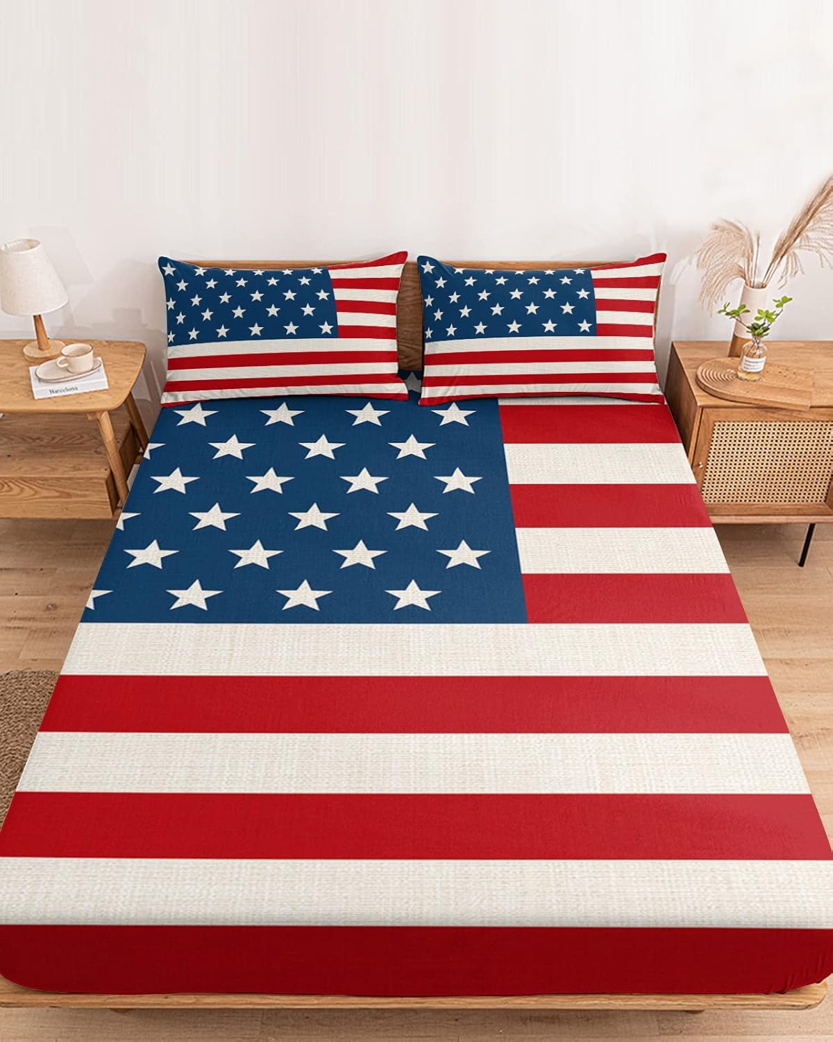 4th of July USA American Patriotic Flag Fitted Bed Sheets