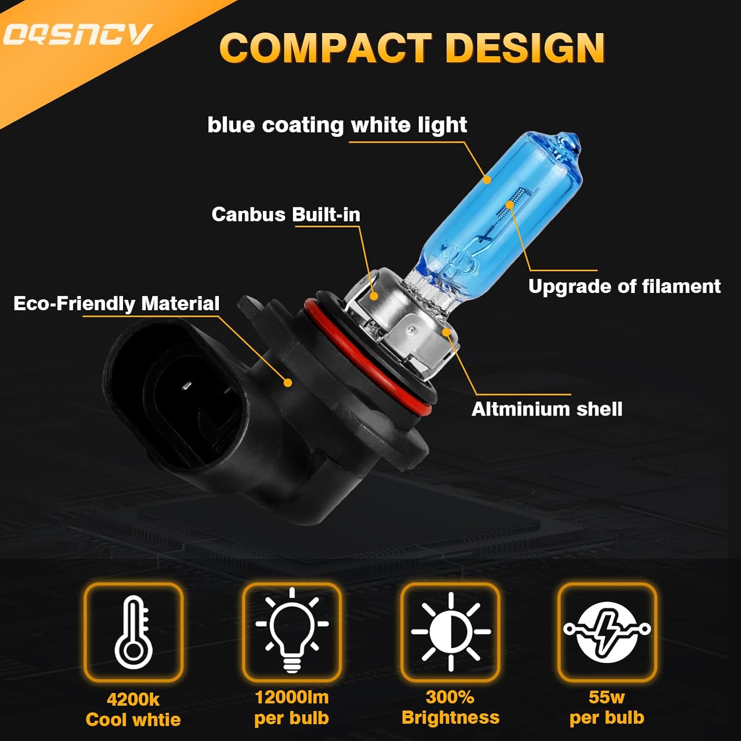 OQSNCV Fit for GMC Acadia (2013-2022) Halogen Headlight Bulbs, 9012 High/Low Beam+ H11 Fog Light Headlamp Replacement Bulbs Kit, 4200K 100W Pack of 4