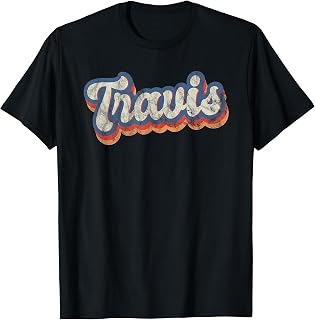 Travis Personalized Name Shirt Custom Lettering 70's T-Shirt