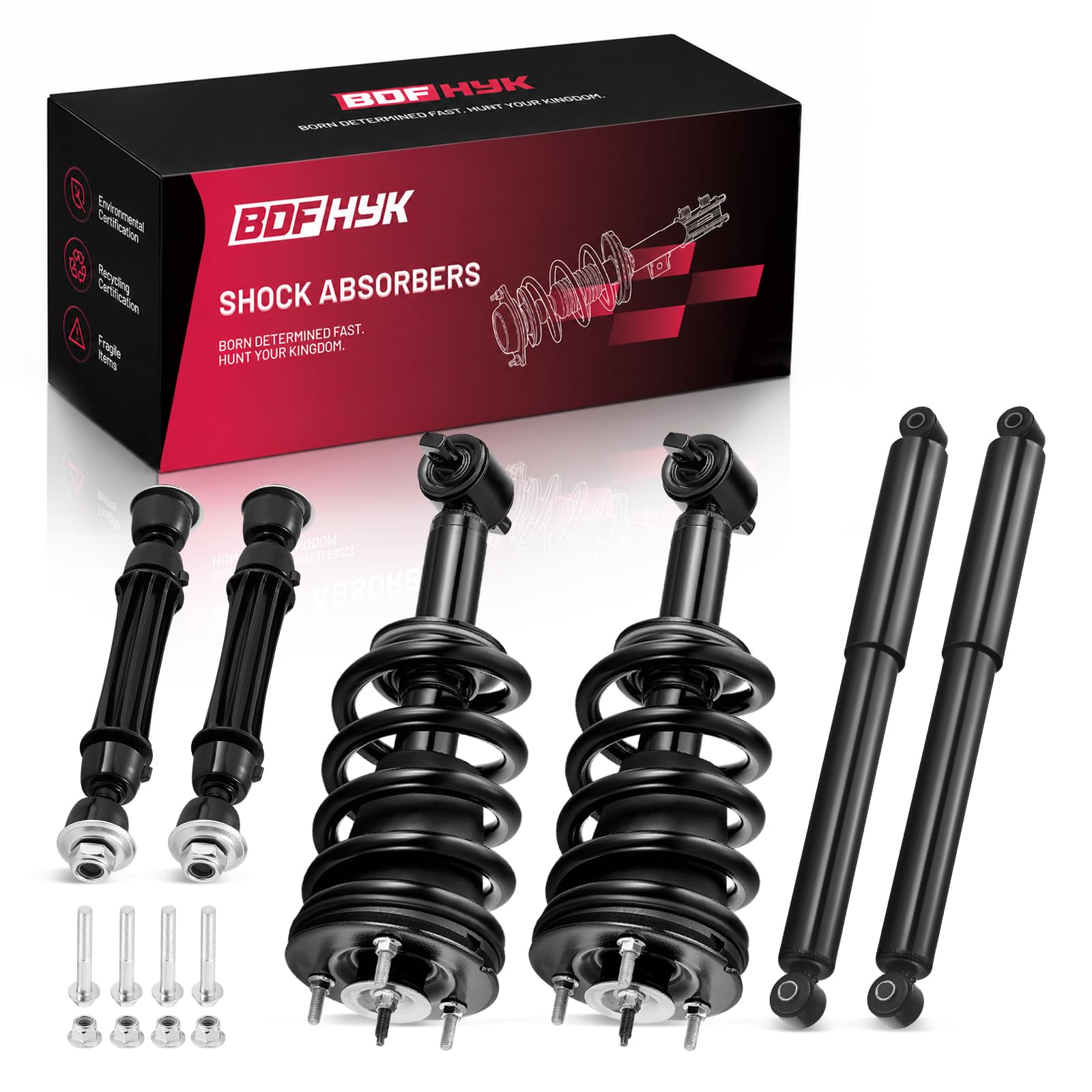 Photo 1 of BDFHYK 2PCS Front and 2PCS Rear Shock Absorbers and Front Balance Bar Absorber kit Compatible with Chevy GMC Silverado Sierra 1500 Replacement Struts Shocks Assembly for 239112 4345074 K700432
